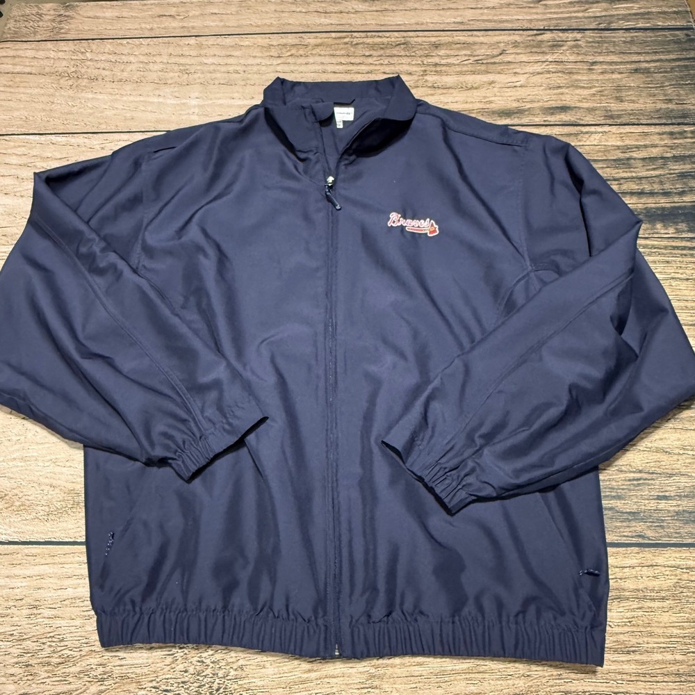 Cutter & Buck‎ Windbreaker Jacket Mens 3XL Navy Atlanta Braves MLB Full Zip CB
